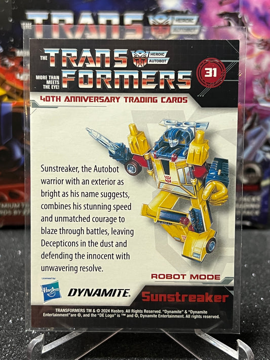 2024 TRANSFORMERS 40th ANNIVERSARY SUNSTREAKER # 31 FOIL TRADING CARD