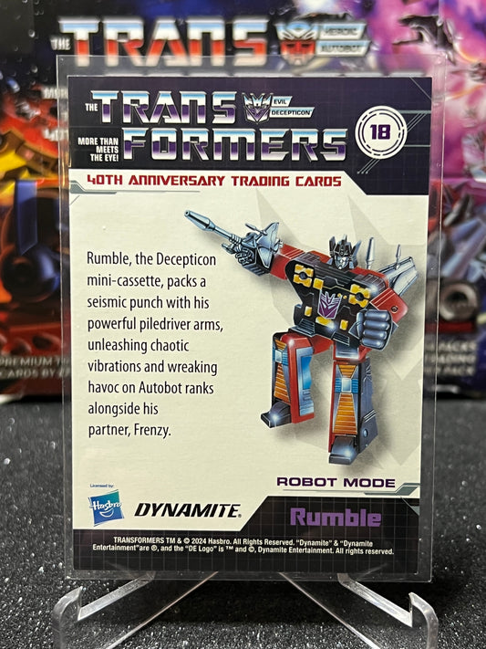 2024 TRANSFORMERS 40th ANNIVERSARY RUMBLE # 18 FOIL TRADING CARD