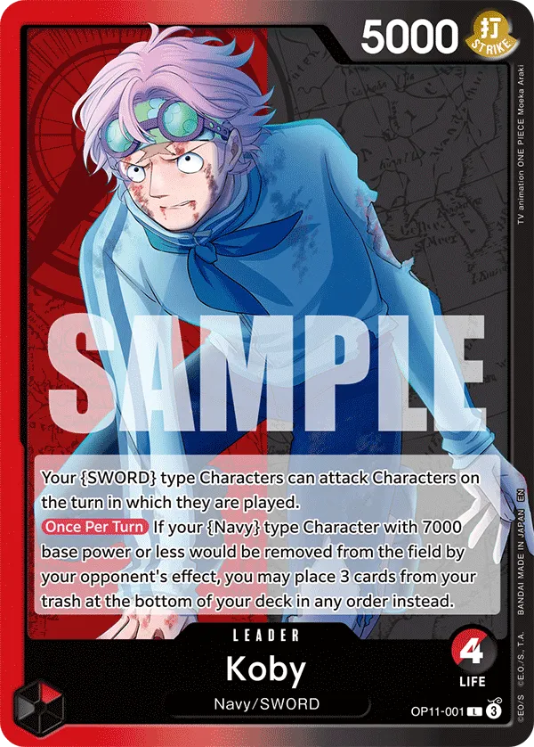 One Piece TCG Koby Leader Card OP11-001 R A Fist of divine speed NM/M