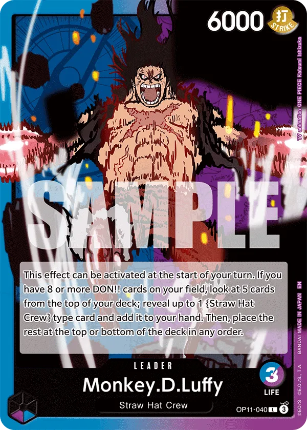 One Piece TCG Monkey d.d Luffy Leader Card OP11-040 R A Fist of divine speed NM/M