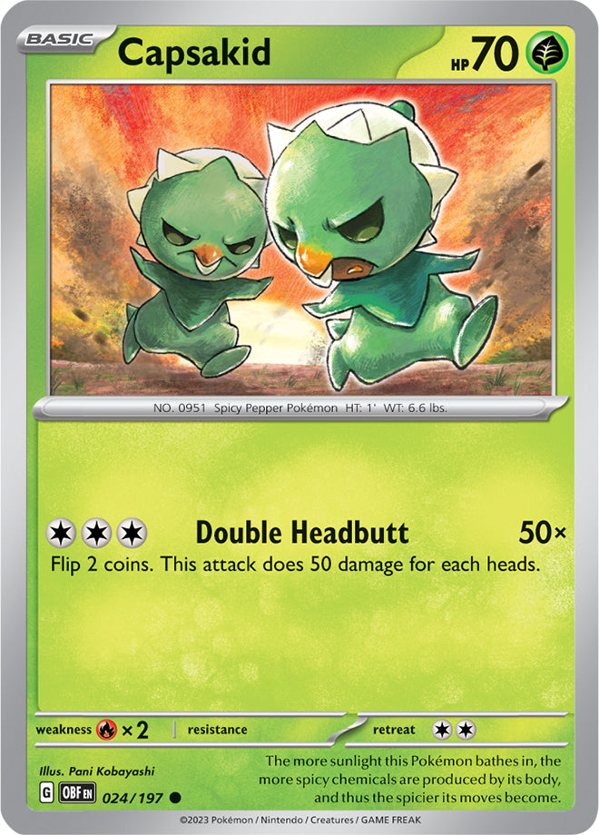 Capsakid Base Card #024/197 2023 Obsidian Flames Pokemon Card