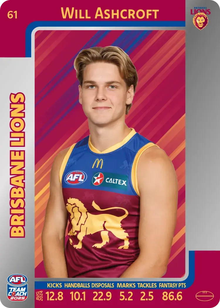2025 AFL Teamcoach Will Ashcroft Silver #61 Lions