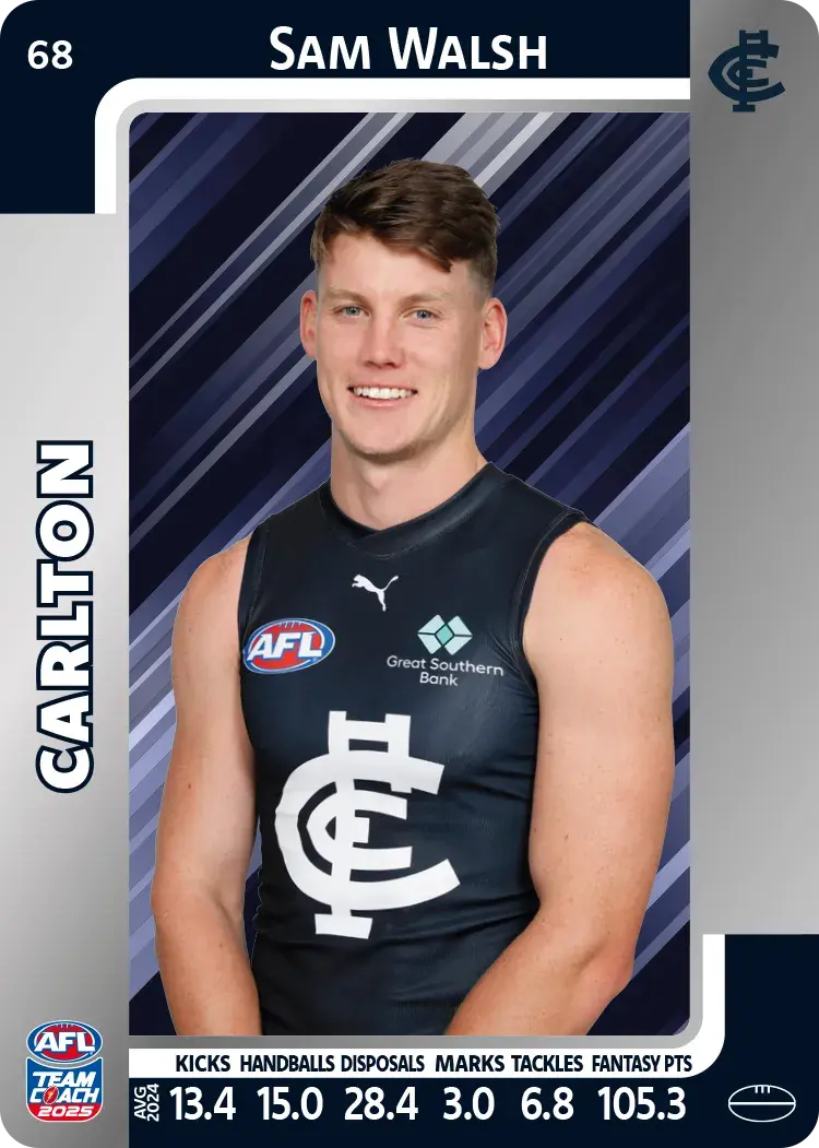 2025 AFL Teamcoach Sam Walsh Silver #68 Blues