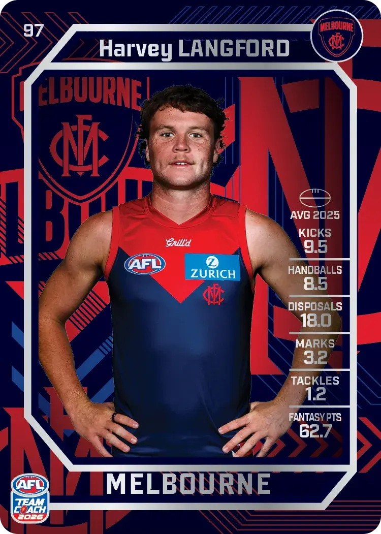 2026 Teamcoach AFL Silver #97 Harvey Langford