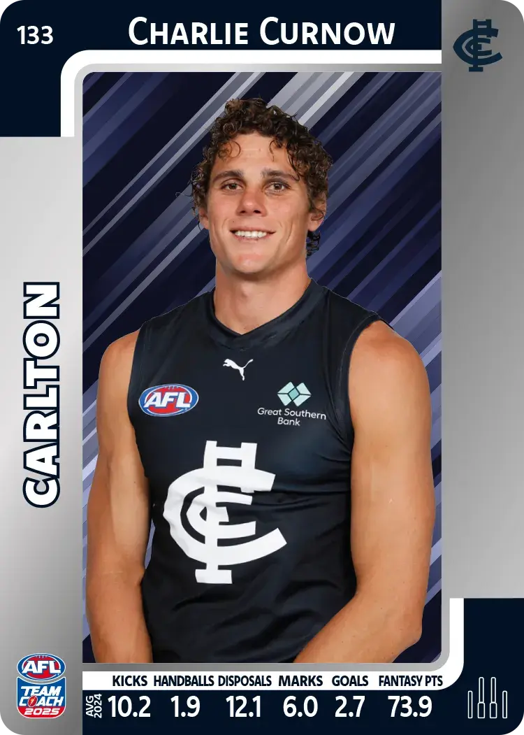 2025 AFL Teamcoach Charlie Curnow Silver #133 Blues