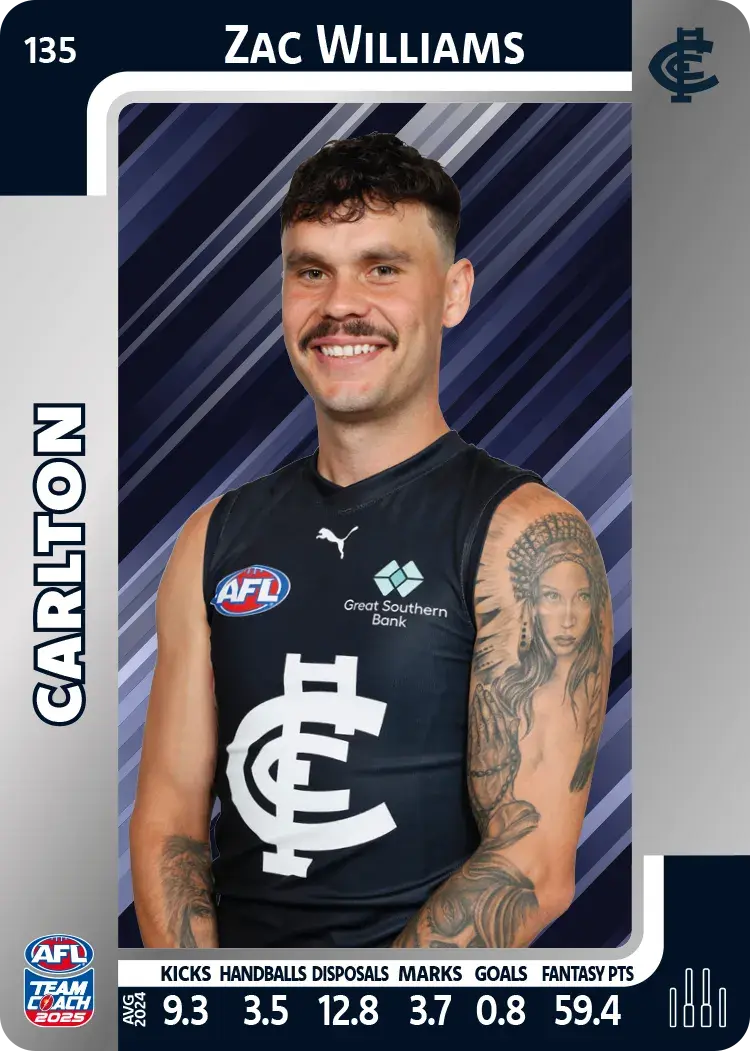 2025 AFL Teamcoach Zac Williams Silver #135 Blues