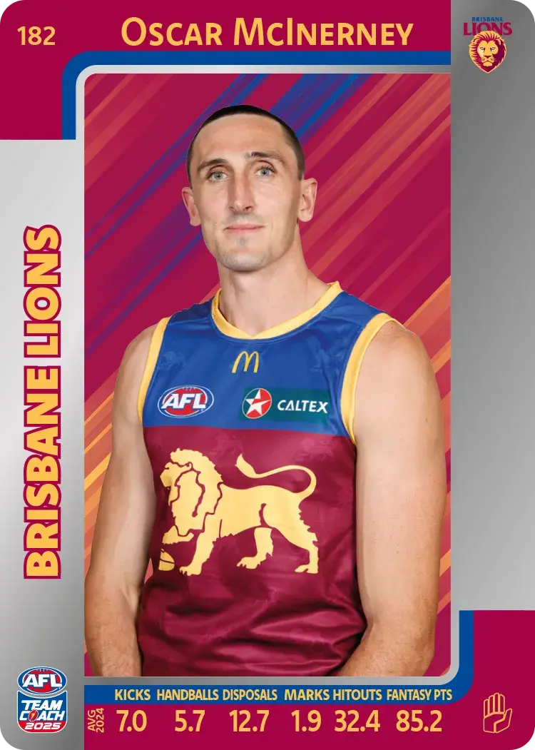 2025 AFL Teamcoach Oscar McInerney Silver #182 Lions