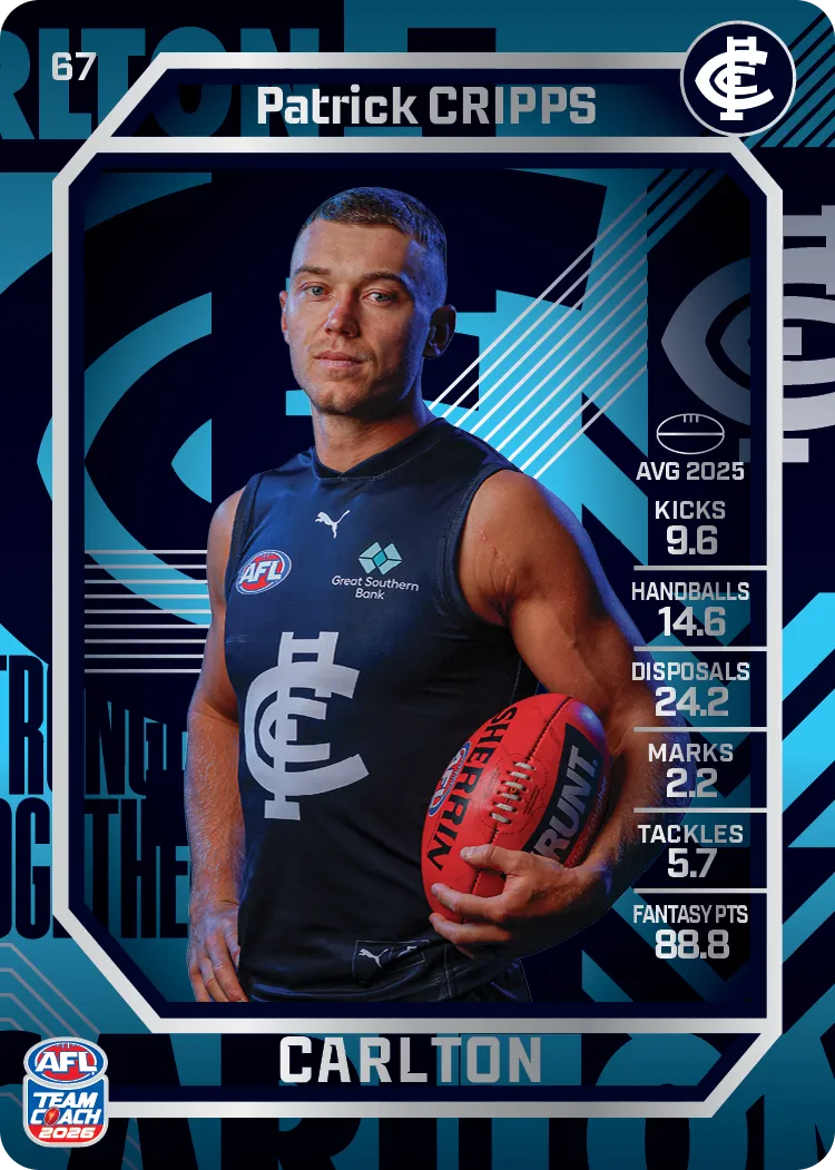 2026 Teamcoach AFL Silver #67 Patrick Cripps
