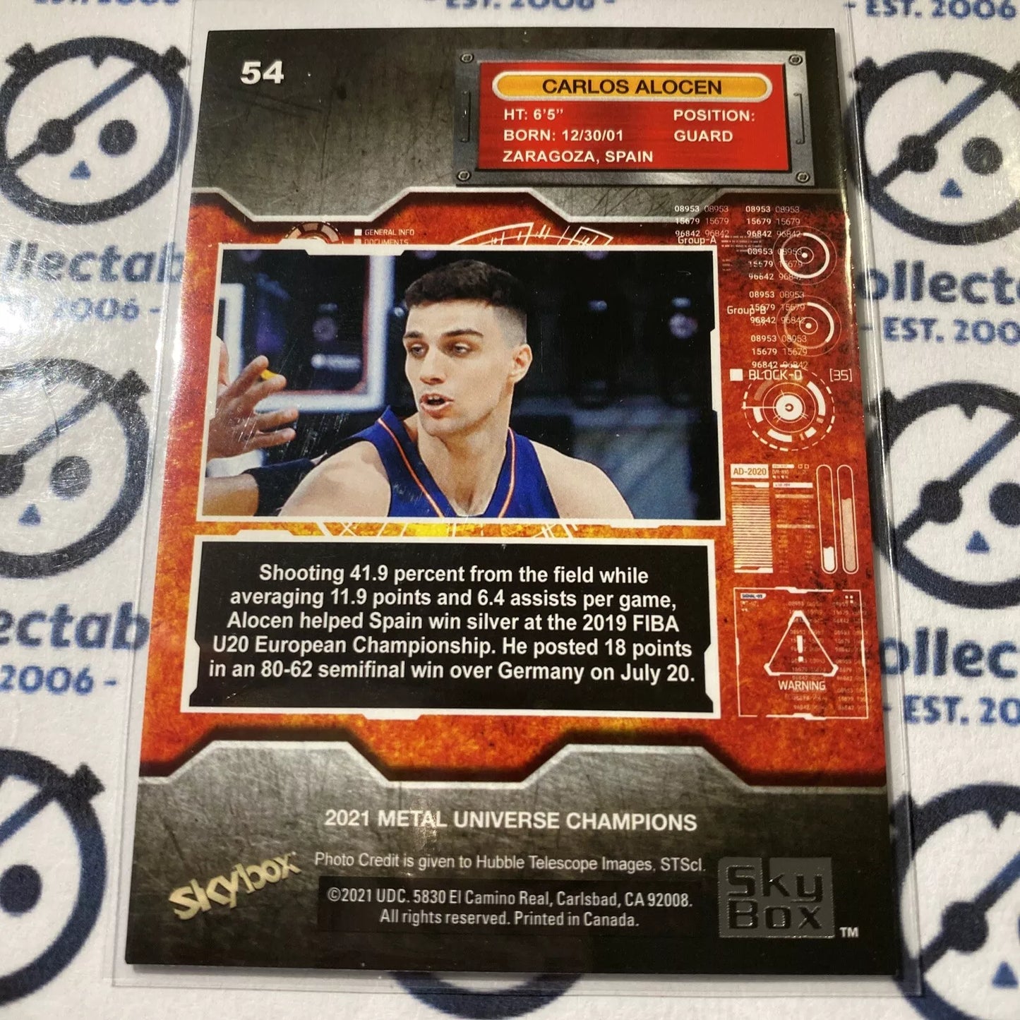 2021 Skybox Metal Universe Champions Carlos Alocen base #54 Rookie