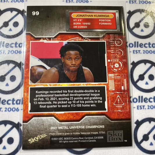 2021 Skybox Metal Universe Champions Jonathan Kuminga base #99 Basketball Rookie