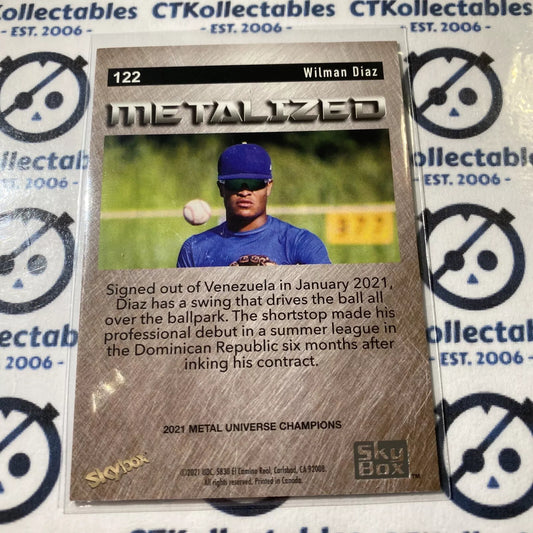 2021 Skybox Metal Universe Champions Wilman Diaz Rookie Metalized #122 Baseball