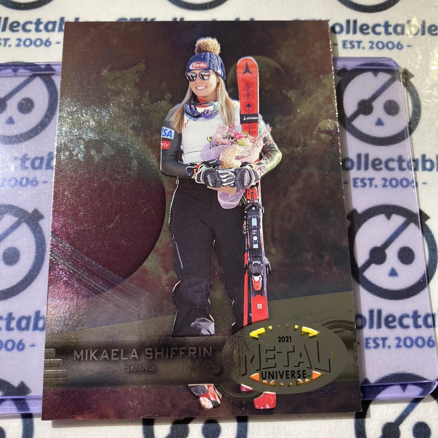 2021 Skybox Metal Universe Champions Mkaela Shiffrin ‘97-98’ Retro Skiing #RB-45
