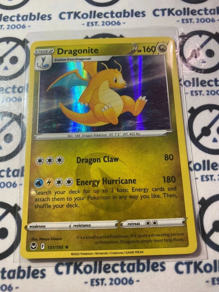 Dragonite Holo Rare #131/195 2022 Sword & Shield Silver Tempest Pokemon Card