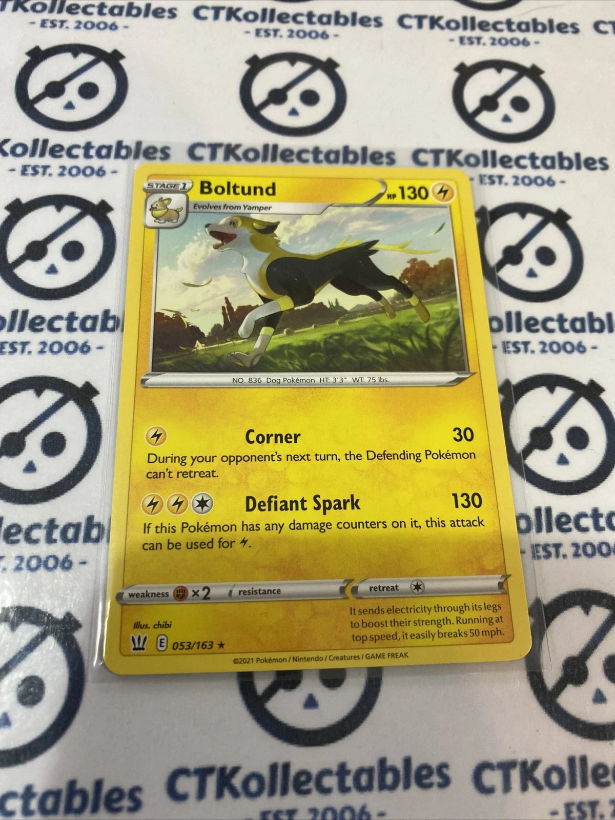 Boltund Base Rare #053/163 Pokémon Card Battle Styles