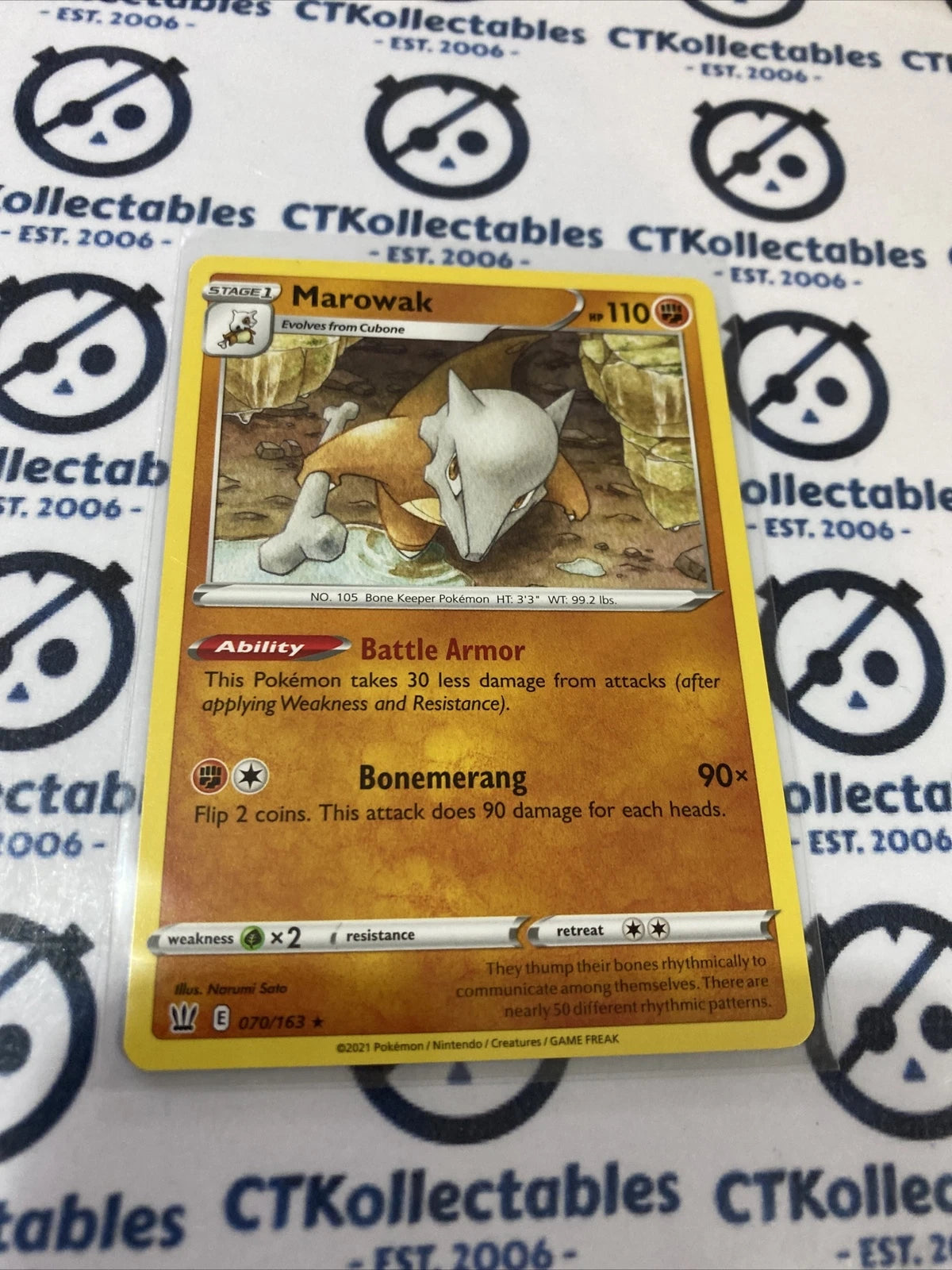Marowak Base Rare #070/163 Pokémon Card Battle Styles