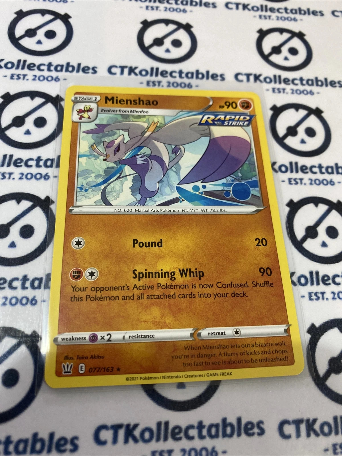 Mienshao Base Rare #077/163 Pokémon Card Battle Styles
