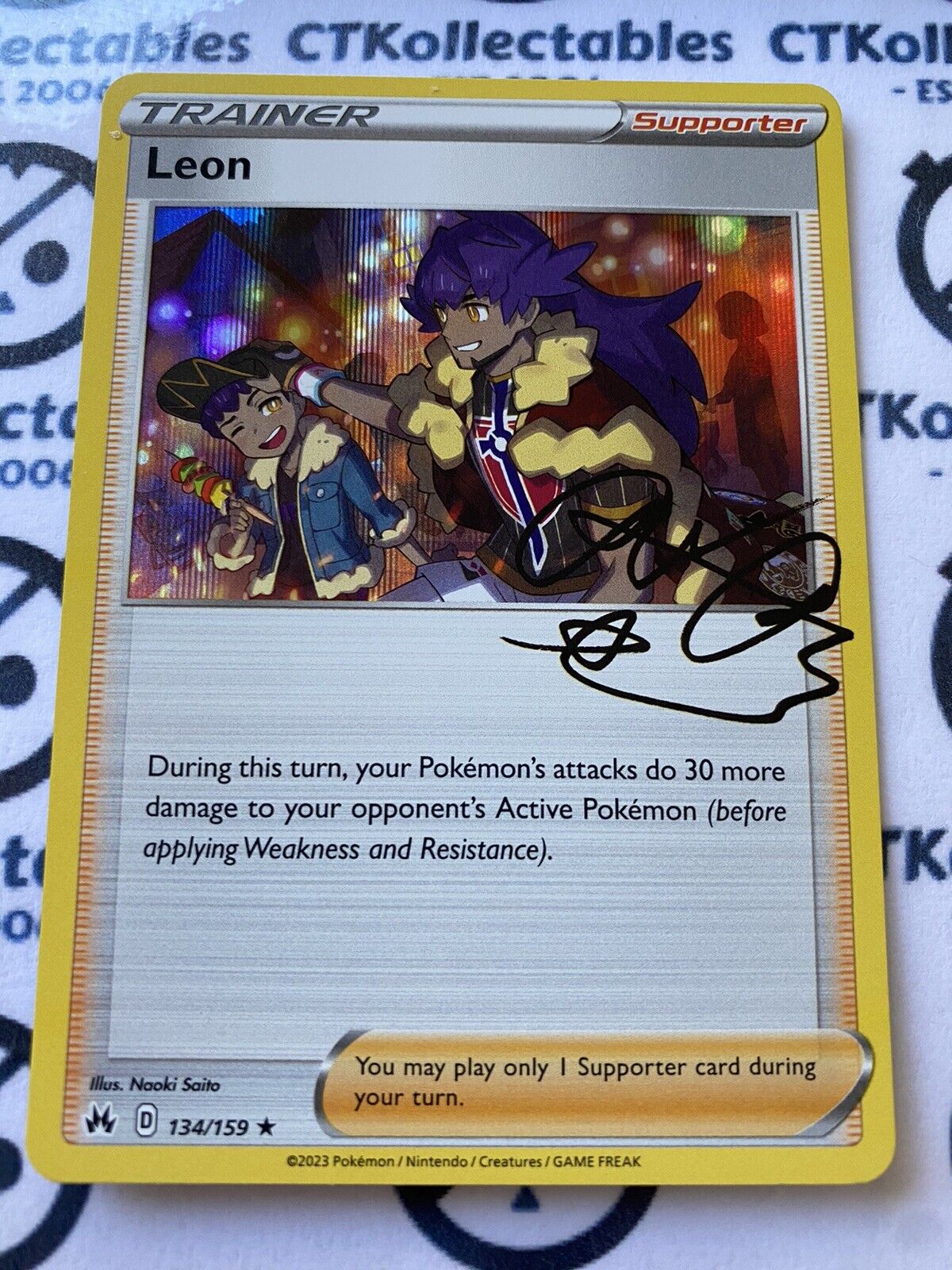 Leon Trainer Holo Rare #134/159 2023 Crown Zenith Pokmon Card CTKollectables Leon Trainer Holo Rare #134/159 2023 Crown Zenith Pokmon Card CTKollectables