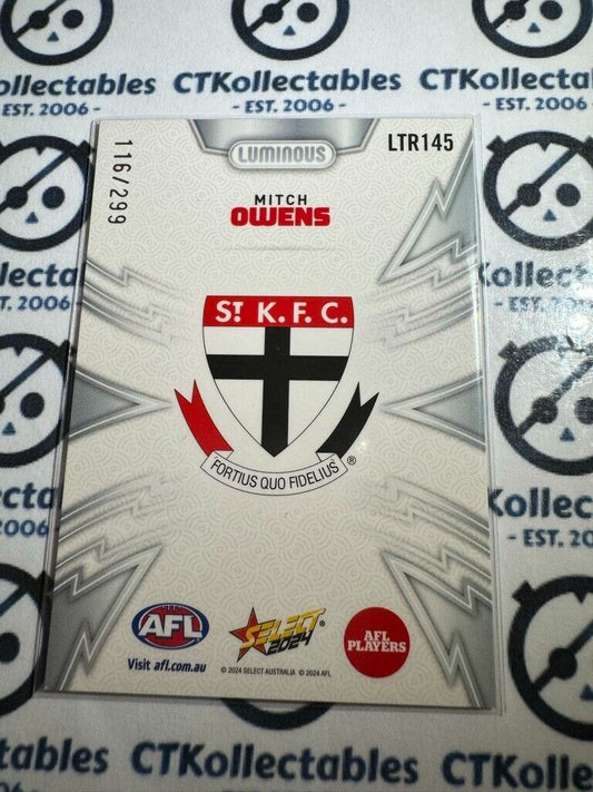 2024 AFL Footy Stars Luminous Thunderbolt Refractor - Mitch Owens #116/299 Saints