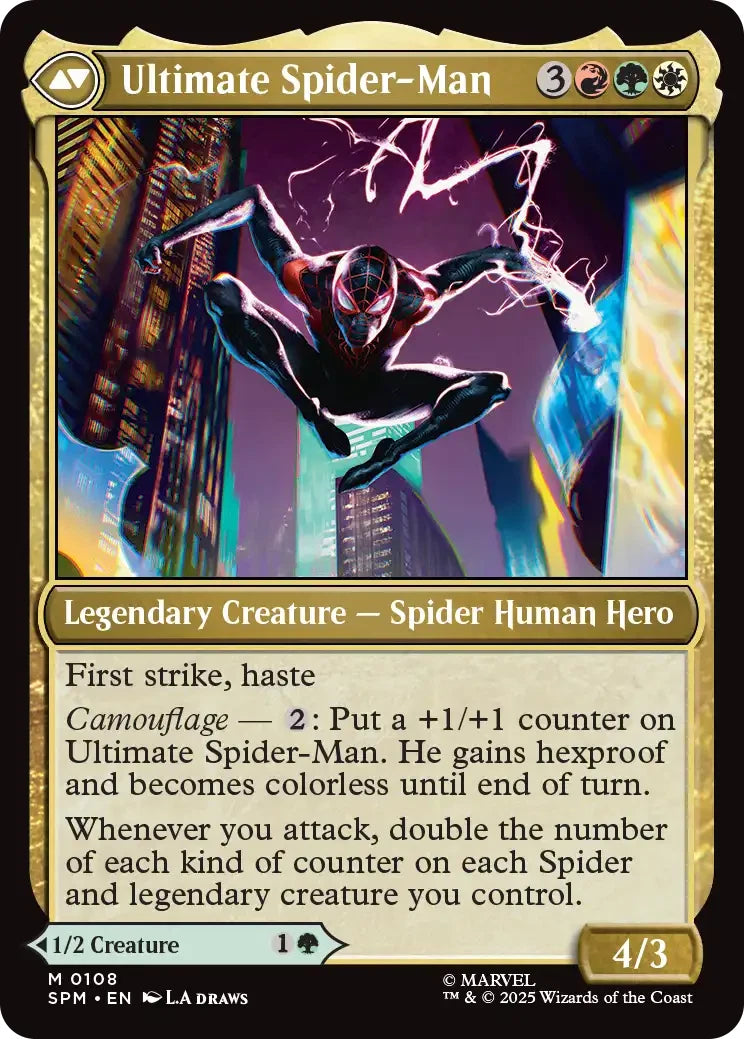 2025 MAGIC THE GATHERING SPIDER-MAN MILES MORALES / ULTIMATE SPIDER-MAN # M 0108 MYSTIC NON-FOIL LEGENDARY CARD
