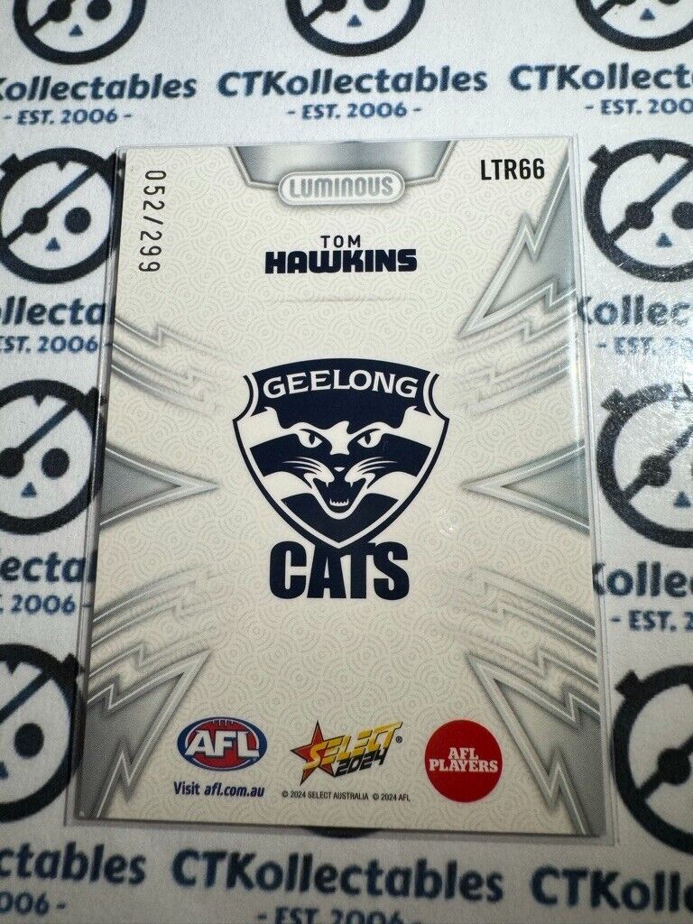 2024 AFL Footy Stars Luminous Thunderbolt Tom Hawkins #052/299 Cats