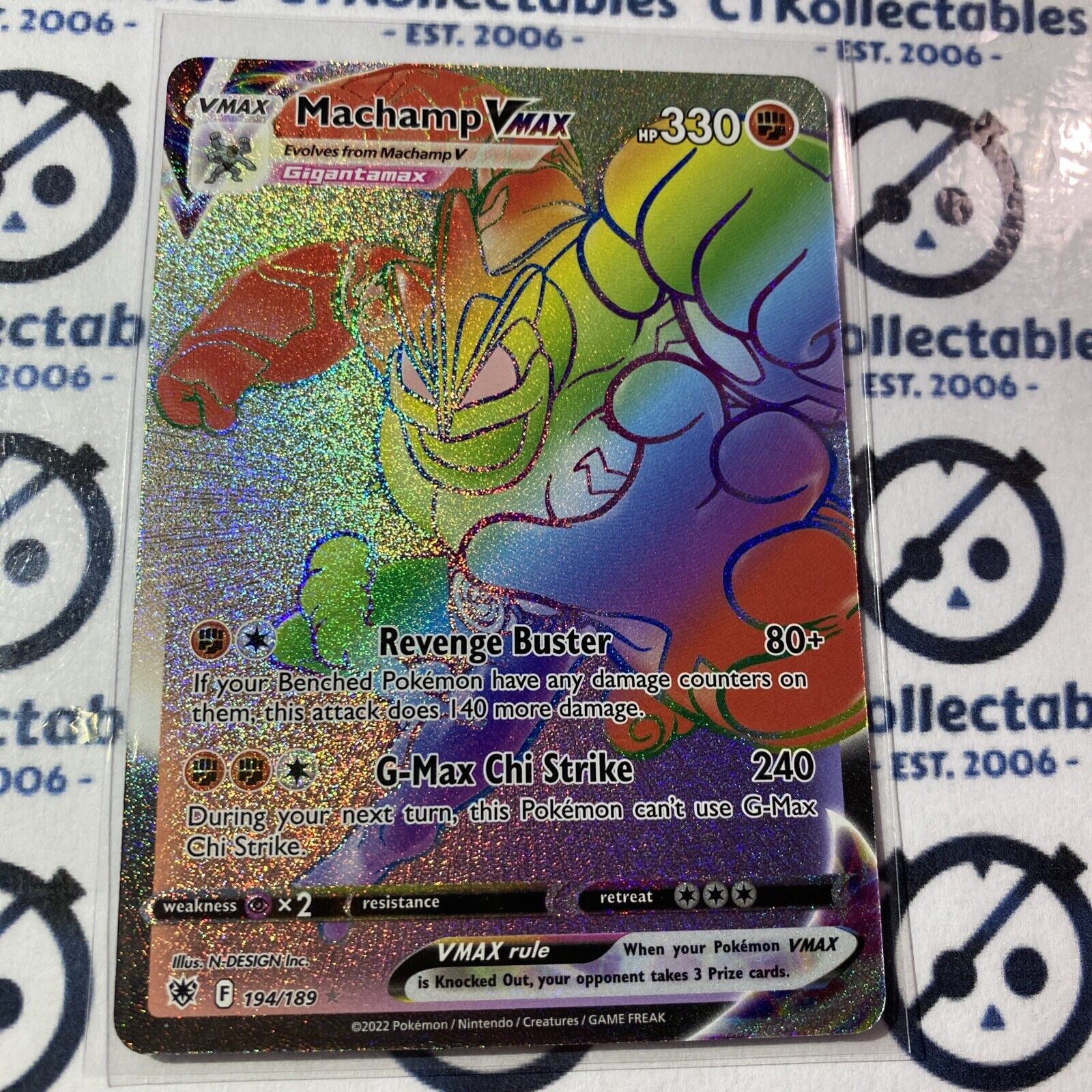 Machamp Vmax #194/189 Rainbow Secret Rare Astral Radiance Pokemon Card CTKollectables Machamp Vmax #194/189 Rainbow Secret Rare Astral Radiance Pokemon Card CTKollectables