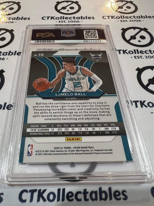 2020-21 NBA Prizm PSA 9 Lamelo Ball Base Rookie RC #257 Hornets