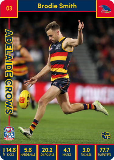 2023 AFL Teamcoach Base Card 03 Brodie Smith Crows CTKollectables