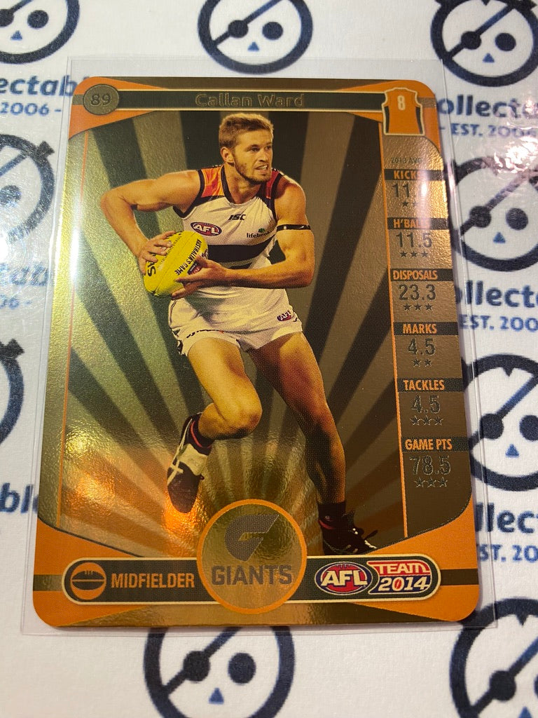 2014 AFL Teamcoach Gold Card #89 Callan Ward GWS