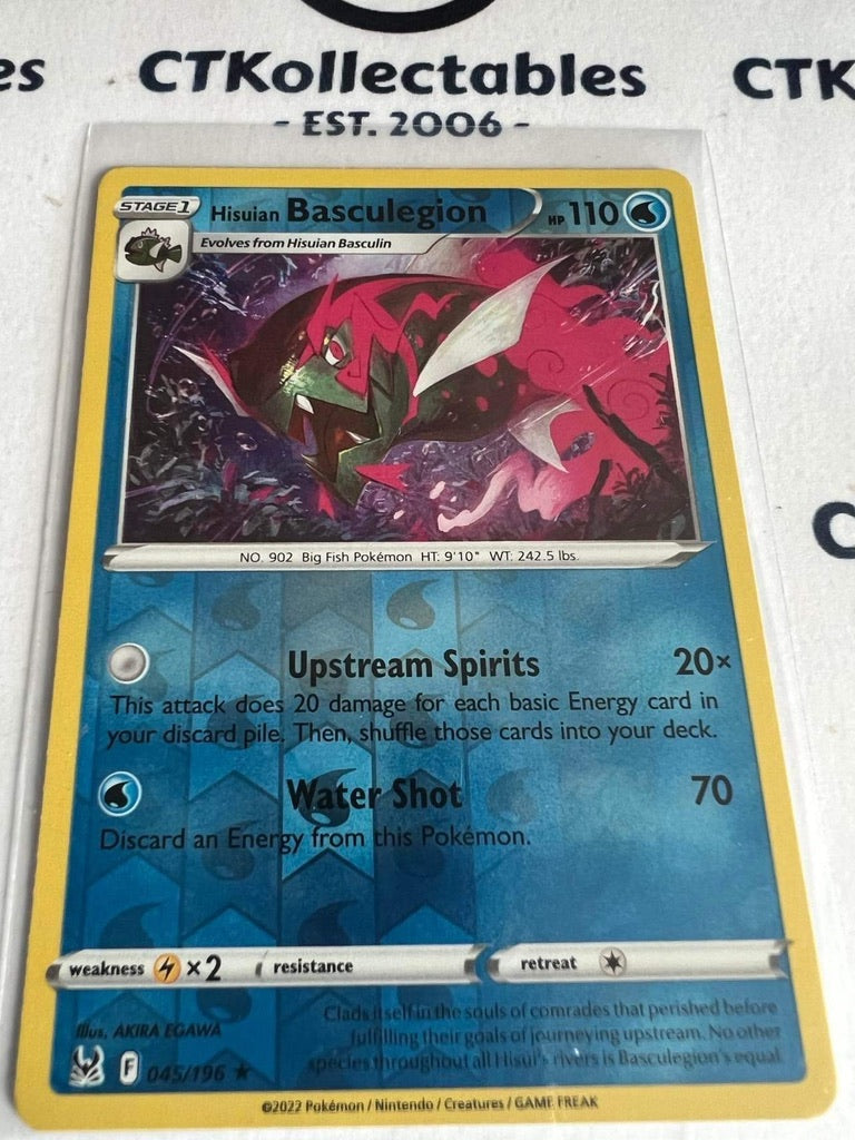 Hisuian Basculegion Reverse Holo Rare #045/196 2022 Sword & Shield Los CTKollectables Hisuian Basculegion Reverse Holo Rare #045/196 2022 Sword & Shield Los CTKollectables