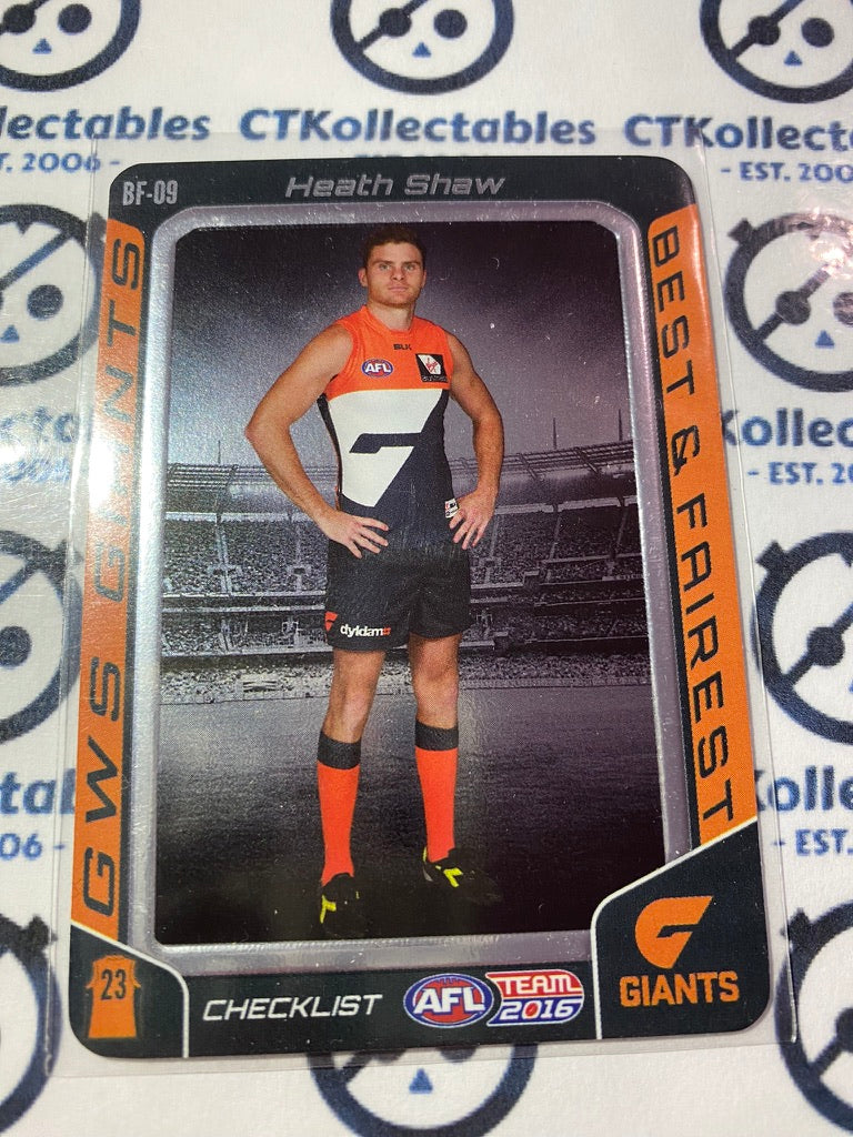 2016 AFL Teamcoach Silver #BF-09 Heath Shaw Best & Fairest checklist