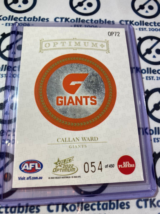 2022 AFL Optimum Callan Ward Optimum Plus Parallell #054/450 Giants