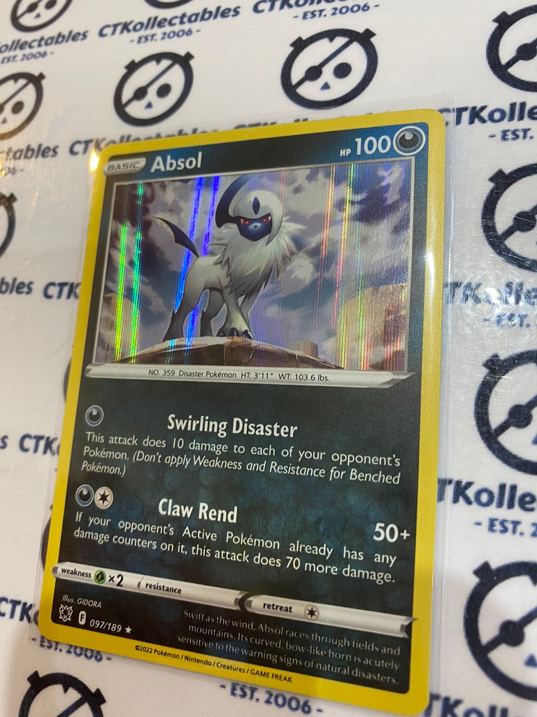 Absol Holo Rare #097/189 2022 Sword & Shield Astral Radiance Pokemon C CTKollectables Absol Holo Rare #097/189 2022 Sword & Shield Astral Radiance Pokemon C CTKollectables