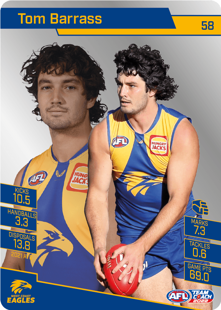 2022 AFL Teamcoach Silver Parallel #58 Tom Barrass