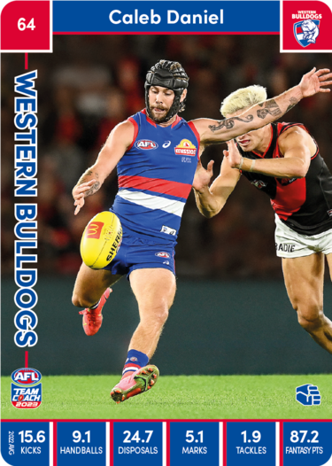 2023 AFL Teamcoach Base Card-#64 Caleb Daniel bulldogs