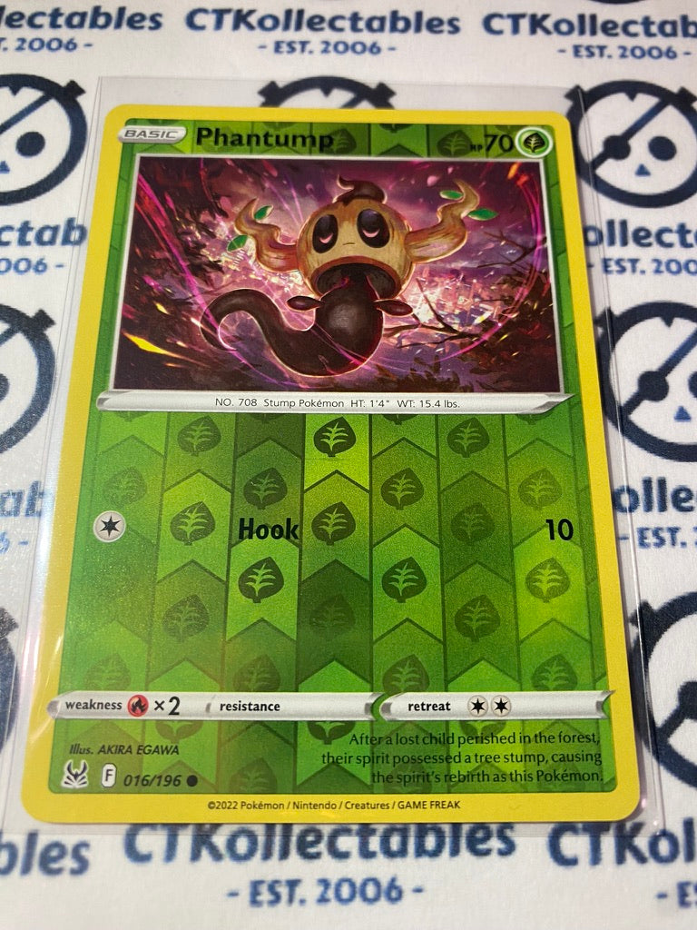 Phantump Reverse Holo #016/196 2022 Sword & Shield Lost Origin Pokemon Card