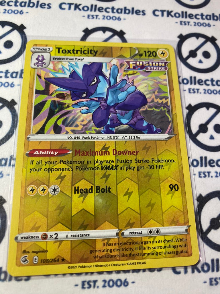 Toxtricity Reverse Holo #108/264 2021 Sword & Shield Fusion Strike Pokemon Card