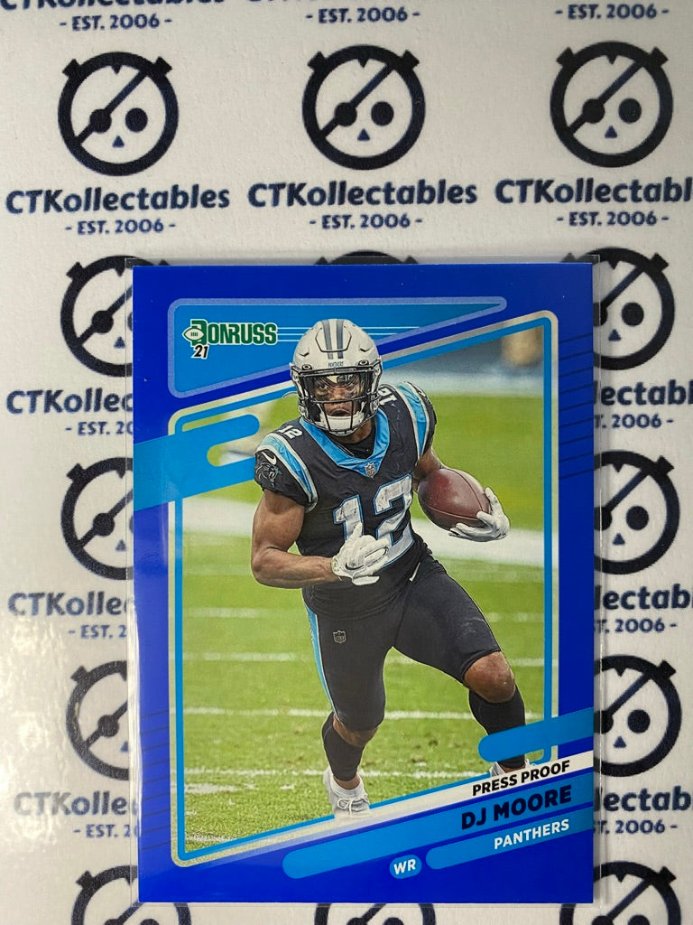 2021 NFL Donruss Press Proof Blue DJ Moore #220 Panthers