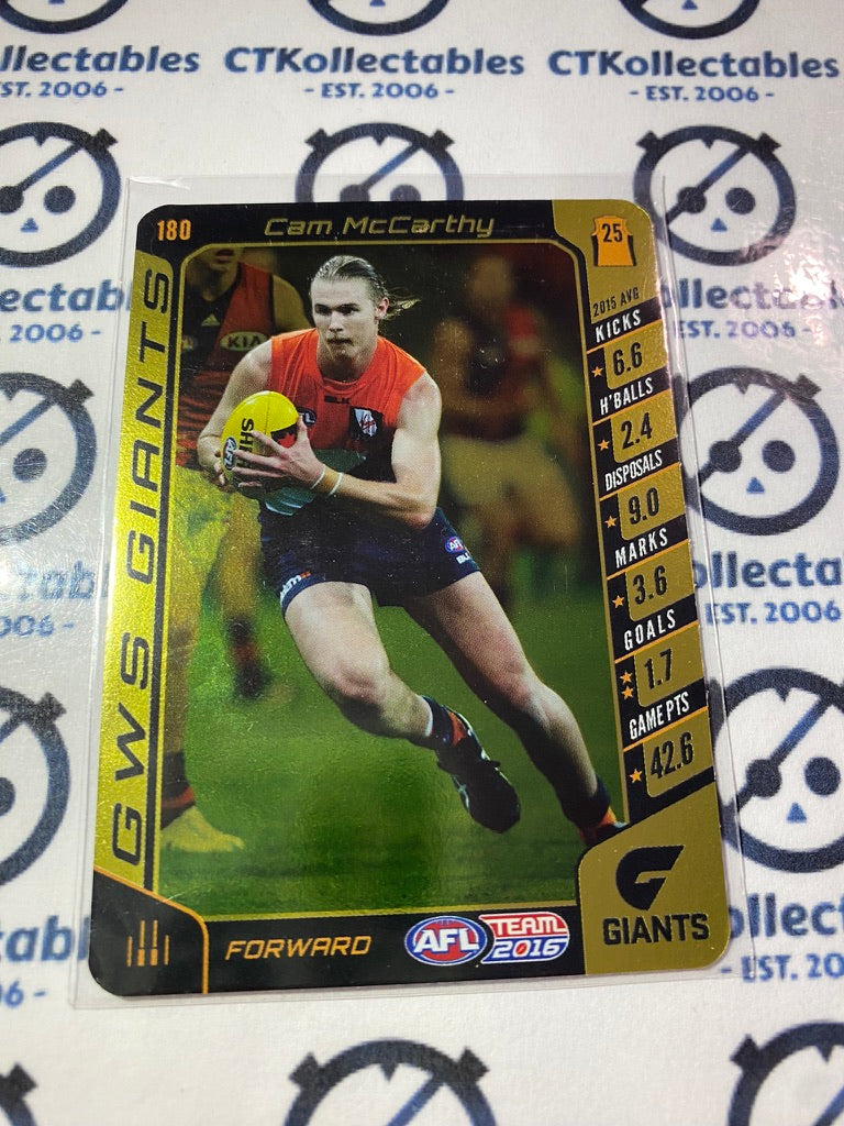 2016 AFL Teamcoach gold #180 Cam McCarthy Giants