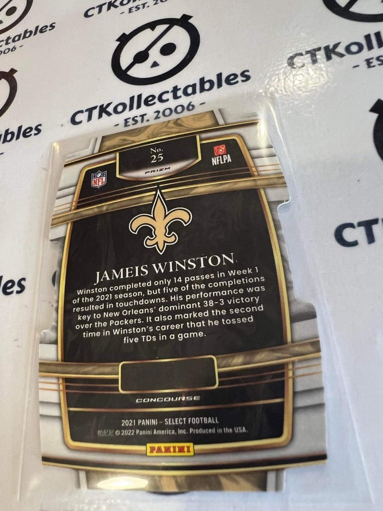 2021 NFL Panini Select Jameis Winston Silver Prizm Concourse Die Cut #25 Saints