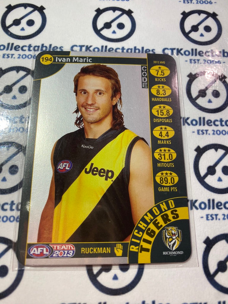 2013 AFL Teamcoach Silver Code Card - #194 ivan Maric