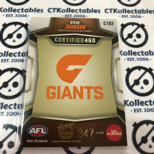 2016 AFL Select Certified 460 Steven Johnson #347/460 #C103