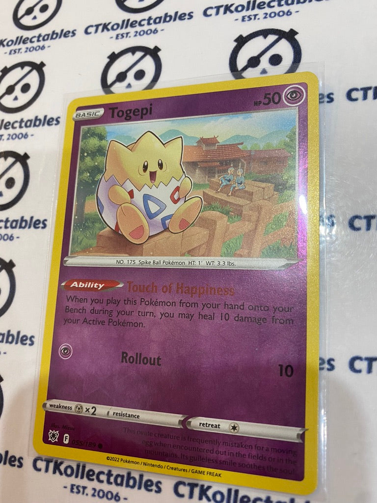 Togepi Reverse Holo #055/189 2022 Sword & Shield Astral Radiance Pokem CTKollectables Togepi Reverse Holo #055/189 2022 Sword & Shield Astral Radiance Pokem CTKollectables