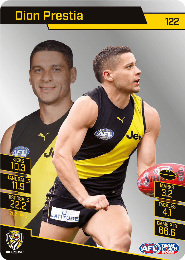2022 AFL Teamcoach Silver Parallel #122 Dion Prestia