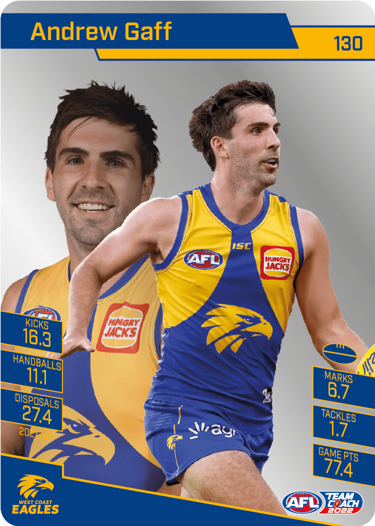 2022 AFL Teamcoach Silver Parallel #130 Andrew Gaff