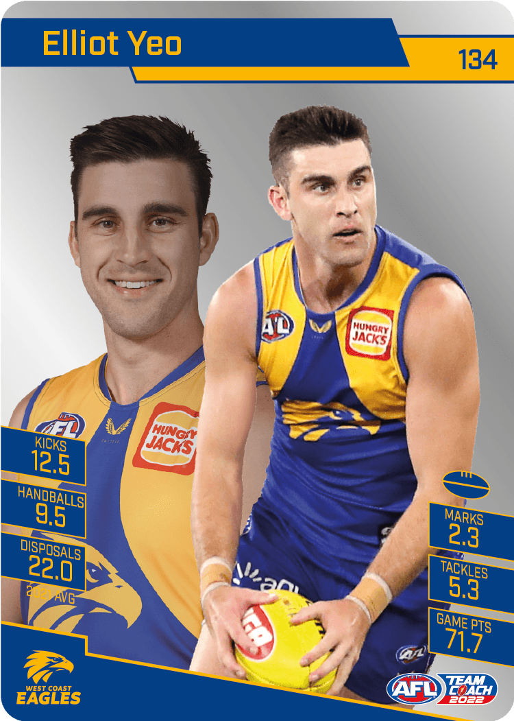 2022 AFL Teamcoach Silver Parallel #134 Elliot Yeo
