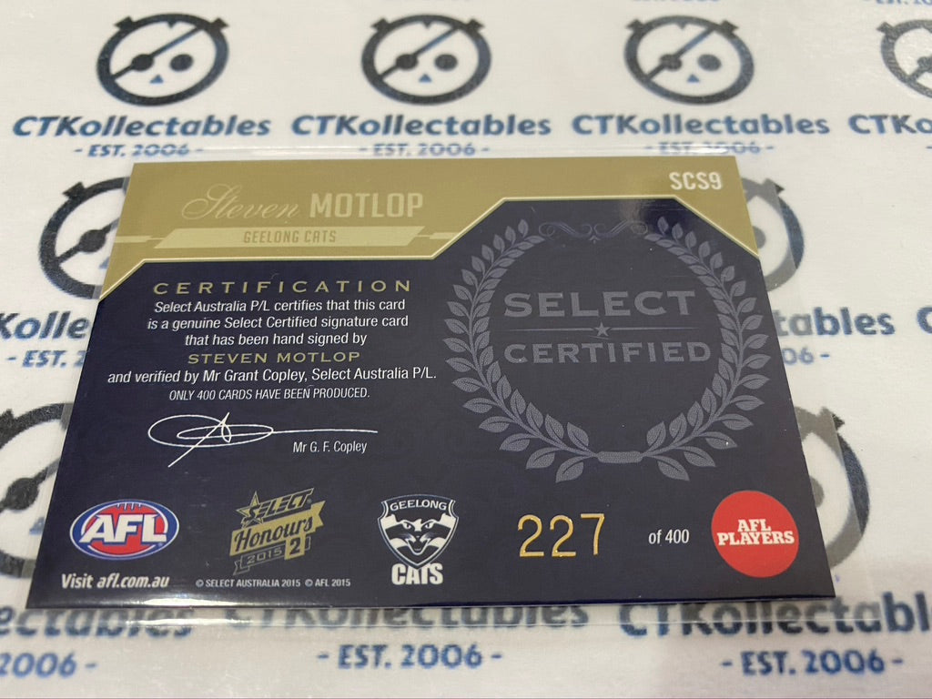 2015 AFL Honours 2 Stephen Motlop Certified Signature #227/400 Cats