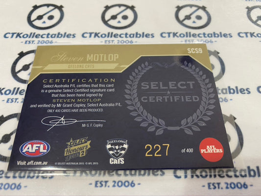 2015 AFL Honours 2 Stephen Motlop Certified Signature #227/400 Cats
