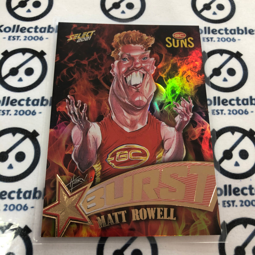 2021 AFL Footy Stars Fire Burst Matt Rowell #SP36 Suns