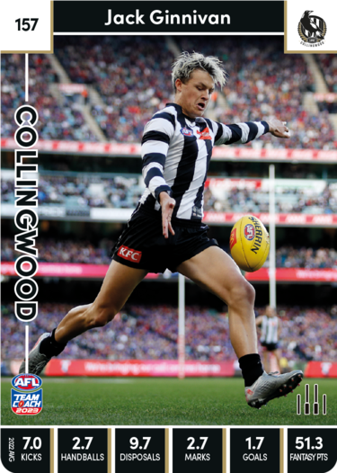 2023 AFL Teamcoach TW-04 Jack Ginnivan GOLD Trophy Wildcard Collingwood  Magpies