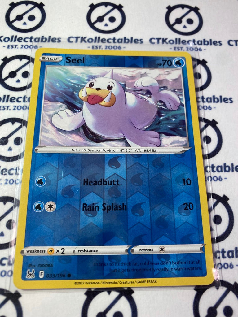 Seel Reverse Holo #033/196 2022 Sword & Shield Lost Origin Pokemon Card